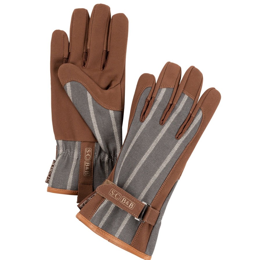 Accessories Burgon & Ball Women'S Gloves | Sophie Conran Everyday Gloves-Grey Ticking