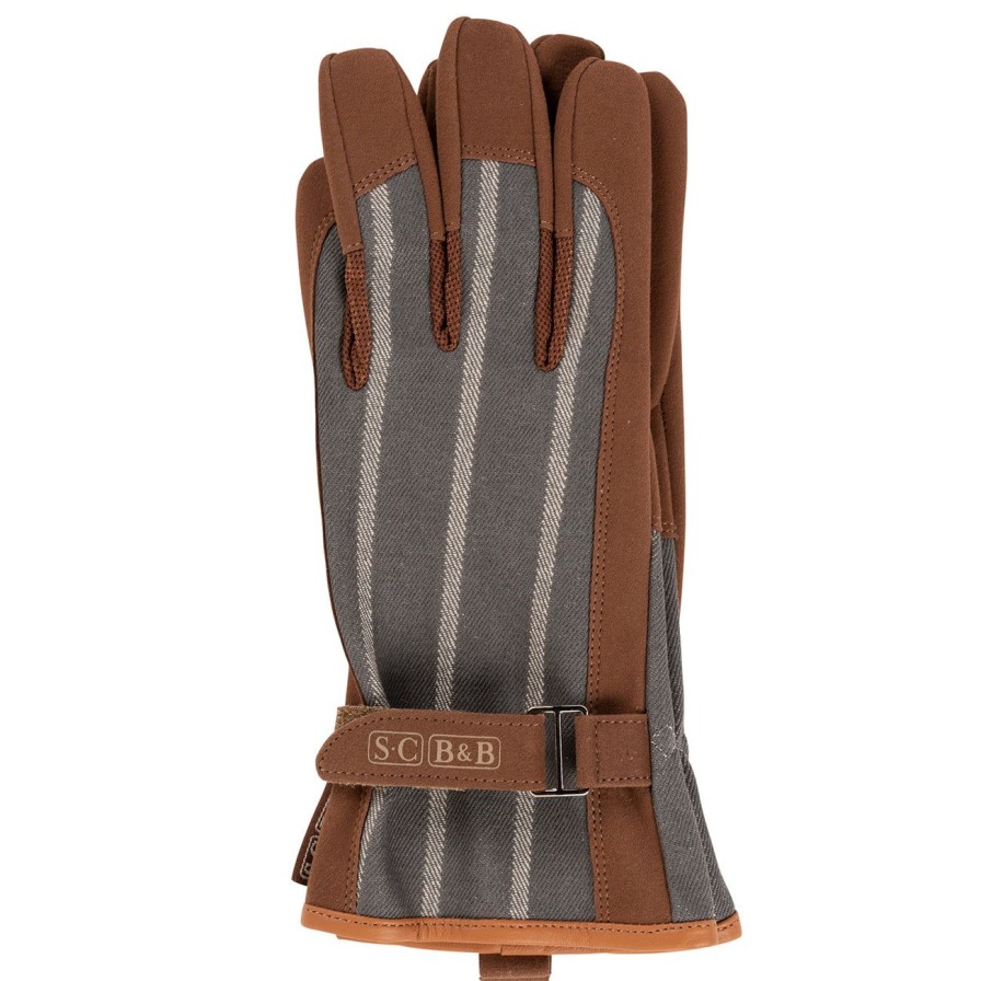 Accessories Burgon & Ball Women'S Gloves | Sophie Conran Everyday Gloves-Grey Ticking