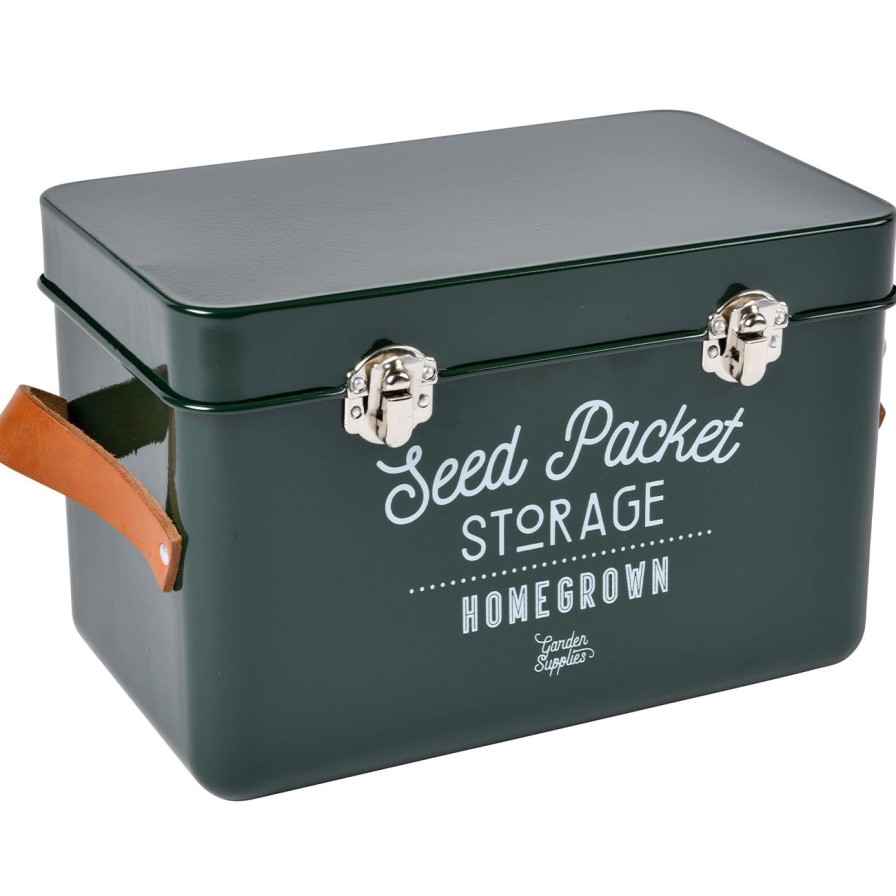 Accessories Burgon & Ball Storage | Leather Handled Seed Packet Storage Tin-Frog