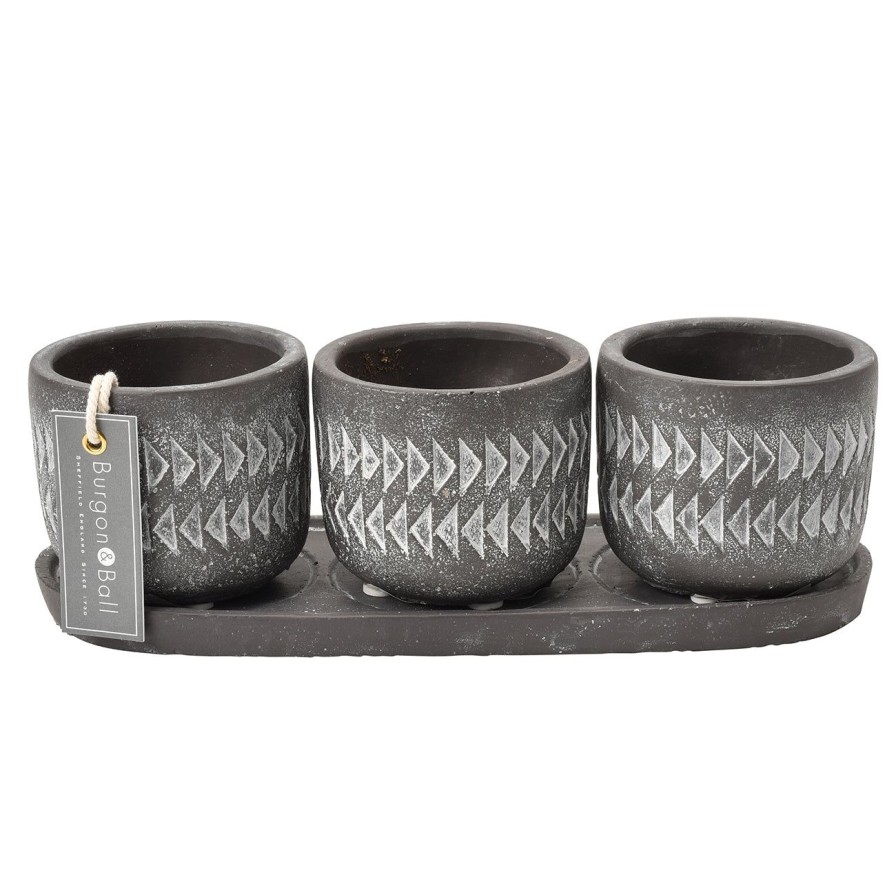 Accessories Burgon & Ball Indoor Plant Pots & Vases | Aztec Pots-Set Of 3 With Tray